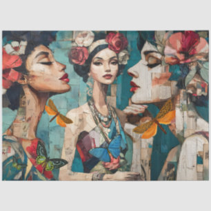 Girly Mixed Media Fantasy Art Collage Decoupage Tissue Paper