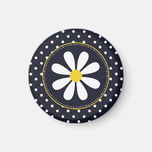 Girly Mod Daisies and Polka Dots Magnet