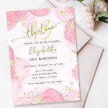 Girly Modern Abstract Pink Ink Faux Gold Glitter Invitation<br><div class="desc">Modern and girly design with abstract pink ink and faux gold glitter,  perfect for celebration of teen or tween girl Birthday.</div>