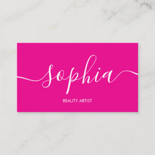 Girly Modern Calligraphy Pink Business Card