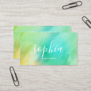 Girly Modern Calligraphy Script Bright Watercolor  Business Card