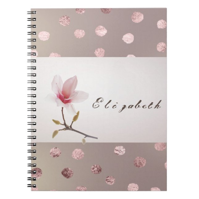 Girly Modern  Dotted Floral Notebook (Front)