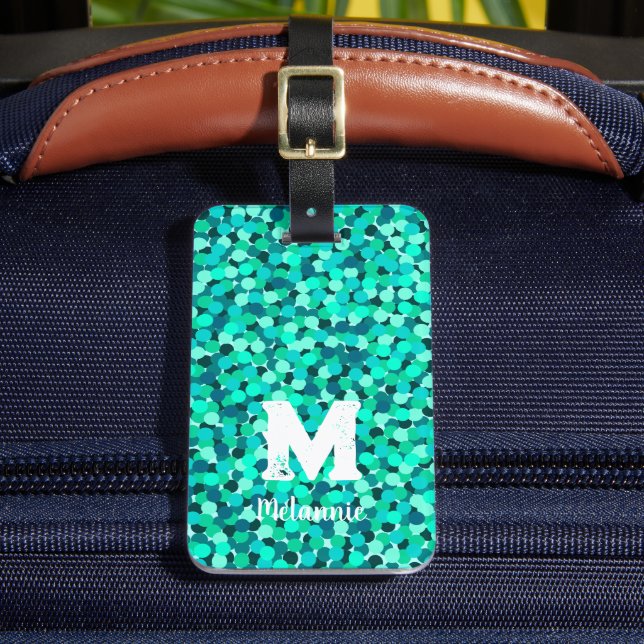 Girly Modern Fun Monogrammed Luggage Tag (Front Insitu 2)