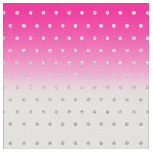 Girly Modern Glitter Polka Dots Neon Pink Ombre Fabric