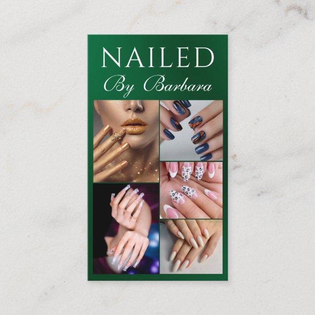 Girly Modern Photo Nail Artist Technician QR Code  Business Card (Front)