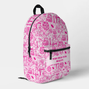 girly modern pink Architectural Blueprint Engineer Printed Backpack