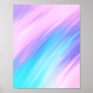 Girly Modern Pink Blue Purple Paint Smudges Poster