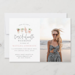 Girly modern pink chic bachelorette weekend announcement