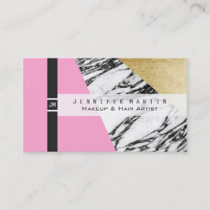 Girly Modern Pink Gold and Marble Triangular Cut Business Card