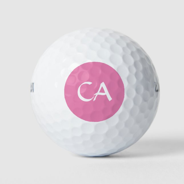 Girly Modern Pink Monogram Initials  Golf Balls (Front)