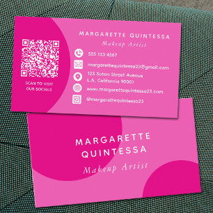 Girly Modern Pink QR Code Social Media Unique Chic Business Card