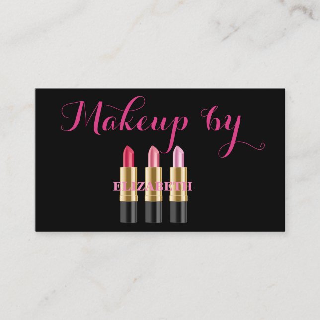 Girly Modern Professional, Black ,Lipstick Business Card (Front)