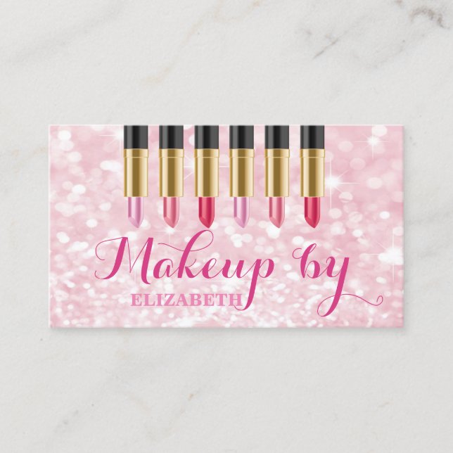 Girly Modern Professional,Glittery ,Bokeh,Lipstick Business Card (Front)