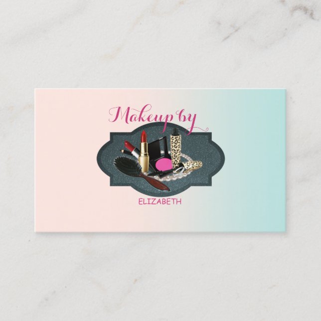 Girly Modern Professional, Makeup Business Card (Front)
