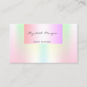 Girly Modern Professional Pastel Holographic Business Card