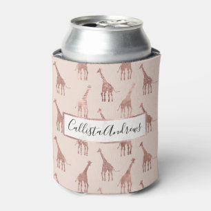 Girly Modern Rose Gold Blush Pink Giraffes Can Cooler