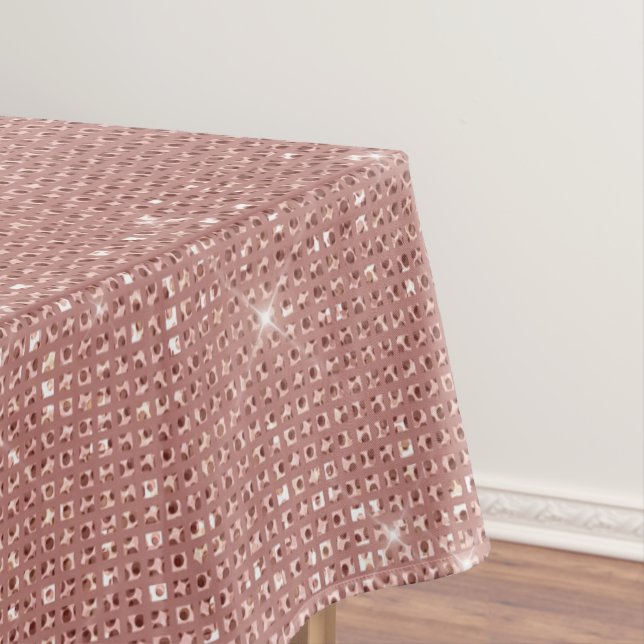 Girly Modern Rose Gold Glitter Blush Pink Split Tablecloth (In Situ)