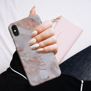 Girly modern rose gold glitter elegant name script Case-Mate iPhone 14 case