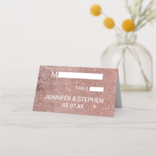 Girly Modern Rose Gold Glitter Foil Place Cards