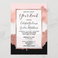Girly Modern Rose Gold Pink Glitter Brushstroke