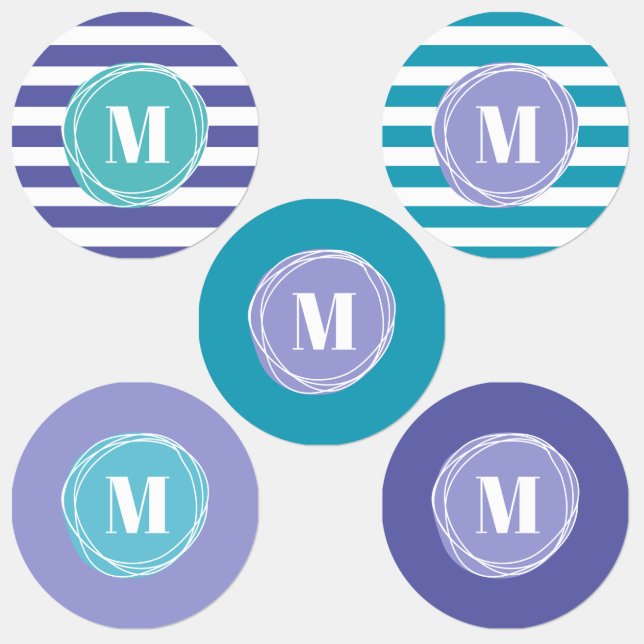 Girly Modern Stripes Monogram  (Group)