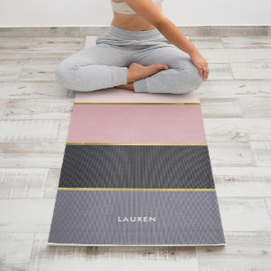 Girly Modern Stripes Personalised Yoga Mat