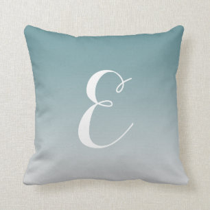 Girly Modern Teal Ombre Custom Monogram Cushion