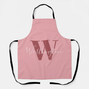 Girly Monogram and Name pink blush red Apron