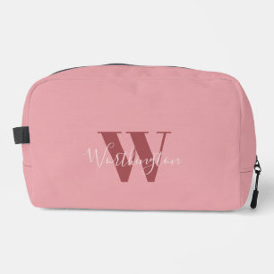 Girly Monogram and Name pink blush red Dopp Kit
