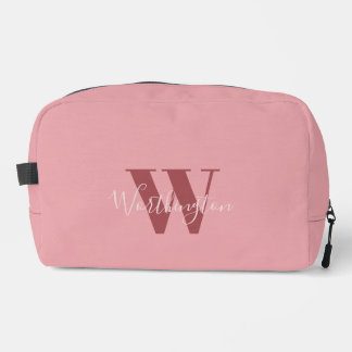 Girly Monogram and Name pink blush red Dopp Kit