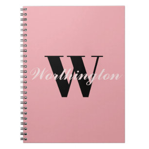 Girly Monogram and Name pink blush red Notebook