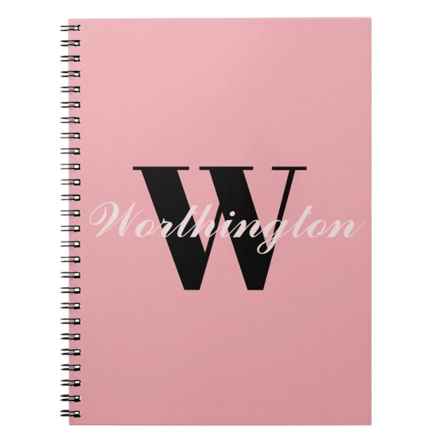 Girly Monogram and Name pink blush red Notebook (Front)