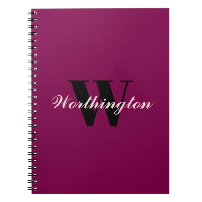 Girly Monogram and Name pink cherry red Notebook (Front)