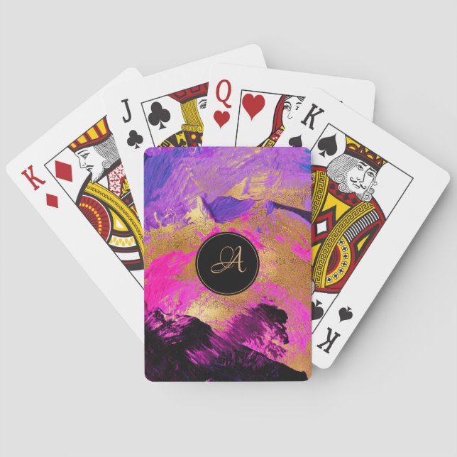 Girly monogram artistic elegant abstract pattern playing cards (Back)
