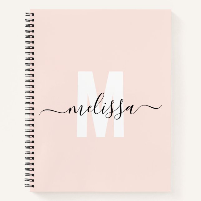 Girly Monogram Calligraphy Blush Notebook (Front)