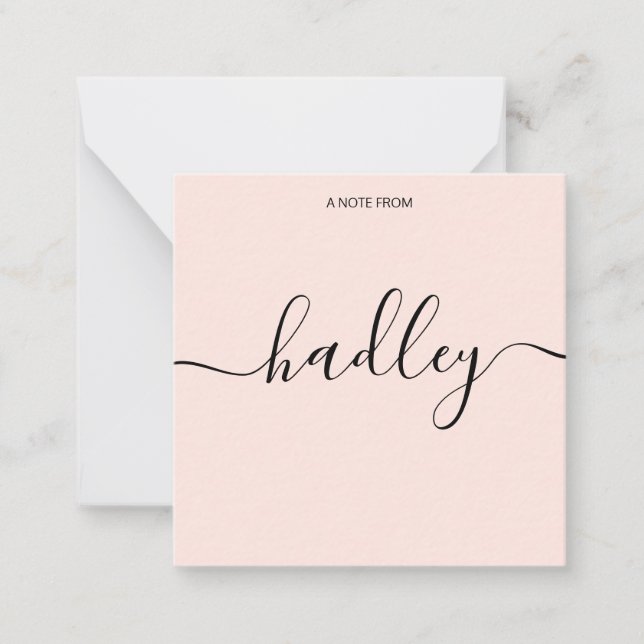 Girly Monogram Calligraphy Blush Pink  Card (Front)