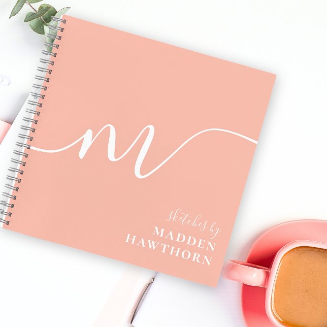 Girly Monogram Calligraphy Blush Pink Sketchbook Notebook (Creator Uploaded)