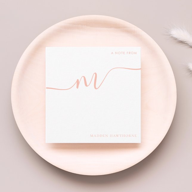 Girly Monogram Calligraphy Coral Pink Stationery Card (Creator Uploaded)