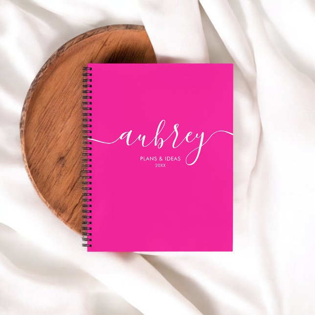 Girly Monogram Calligraphy Elegant Pink Notebook (Creator Uploaded)