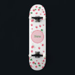 Girly Monogram cute strawberres with name Skateboard<br><div class="desc">Make this Girl Skateboard Monogram and Name your own by adding your text. To access advanced editing tools,  please go to "Personalise this template" and click on "Details",  scroll down and press the "click to customise further" link. Perfect for any celebration and occasion as a Girl gift!</div>