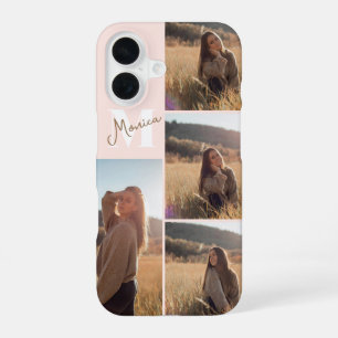 Girly Monogram Elegant Photo Blush Pink iPhone 16 Case