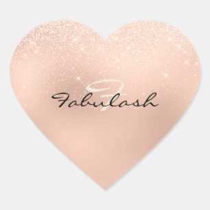 Girly Monogram Heart Glitter Rose Sweet 16th Sticker