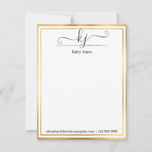 Girly Monogram Name   From The Desk Of Note Card