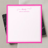 Girly Monogram Script Vibrant Pink