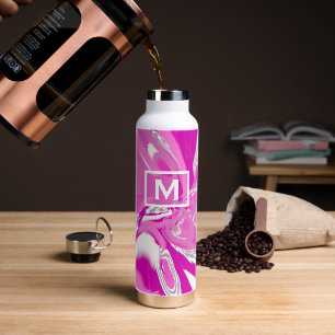 Girly Monogram Shades Of Fuchsia Pink Modern Art  Water Bottle