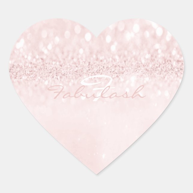 Girly Monogram Sparkly Glitter Pink Delicate Heart Heart Sticker (Front)