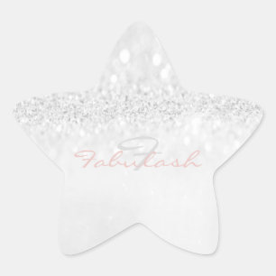 Girly Monogram Sparkly Glitter Pink Star Grey Sticker