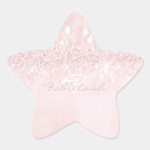 Girly Monogram Sparkly Glitter Pink Star Sparkl 16 Sticker
