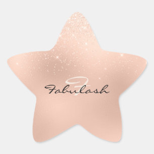 Girly Monogram Sparkly Glitter Pink Sweet 16th Star Sticker