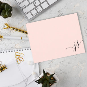 Girly Monogrammed Calligraphy Blush Pink Card